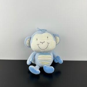 The Children's Place Rare Blue White Polka Dot Monkey 7" Plush Rattle Inside